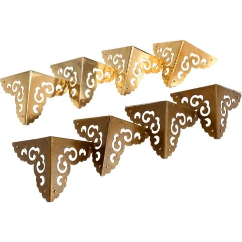 4pcs Decorative Protectors Corner Wooden Case Decorative Table Box Bags 8cm Furniture Metal Crafts Jewelry Box Corner