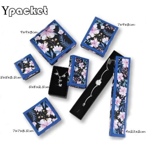 Flowers Jewelry Organizer Box Engagement Ring For Earrings Necklace Bracelet Pendant Display Gift Box Holder Black 40pcs/Lot