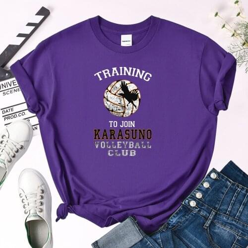 Anime Haikyuu!! Uno Volleyball Club Print T Shirts Womens Oversize Round Neck Loose Tops Cool Vitality Soft Cosy Slim Loose Tee