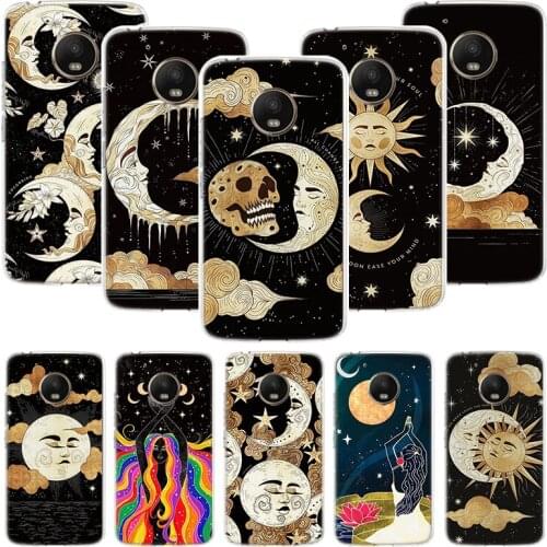 Funny Sun Moon Face Phone Case For Motorola Moto G9 G8 G7 G6 G5 E6 E5 E4 Plus Play Power One Action Macro Coque Cover Capa