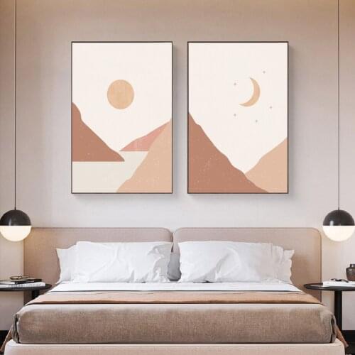 Day and Night Boho Landscape Minimalist Wall Art Prints Canvas Painting Printed Posters and Pictures for Living Room Home Decor
