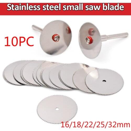 12Pcs/set Stainless Steel Slice Metal Cutting Disc Wood Saw Blade Disc + 2 x Rod Rotary Cutting Tool 16 18 22 25 32mm