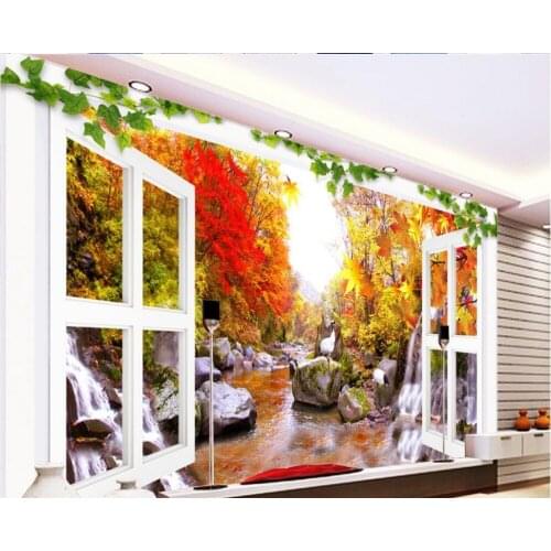 Photo wallpaper custom wallpaper window leaves TV backdrop Landscape wallpaper murals
