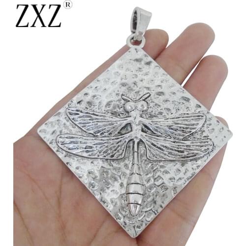 ZXZ 2pcs Large Hammered Dragonfly Charms Pendants for Necklace Jewelry Making Findings 91x73mm