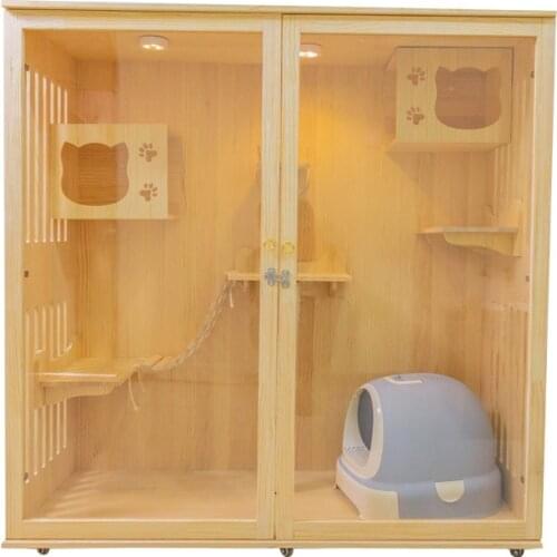 Customized medium sized cat villa luxury solid wood villa breeding cage layer pet display pet cages for dogs