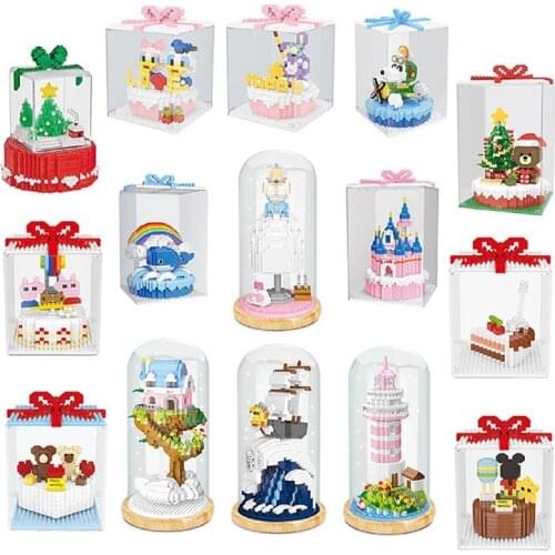 Mini Castle Chirstmas Tree Building Blocks Small Cartoon Animal Model Education Building Block Toy Cartoon Building Bricks