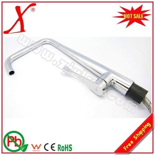 L16300 - Brass Kitchen Faucet Hot and Cold Water Mixer Deck Mounted Silver Color Kitchen Tap