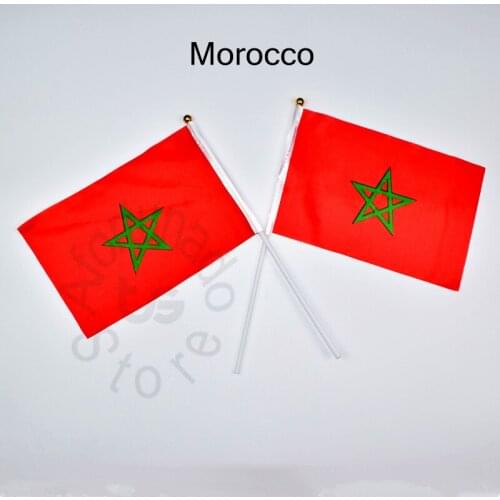 Morocco flag Banner 14*21cm hand waving National flag Home Decoration flag banner
