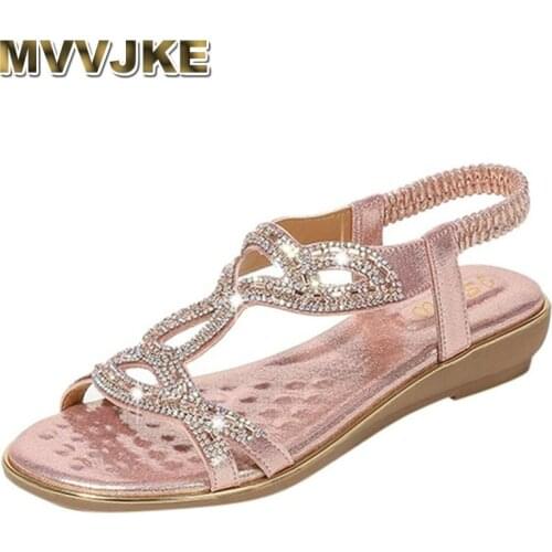 MVVJKEbohemian sandals women bohemian crystal woman flat shoes beach shoes for ladies sandal casual sandals for women summer