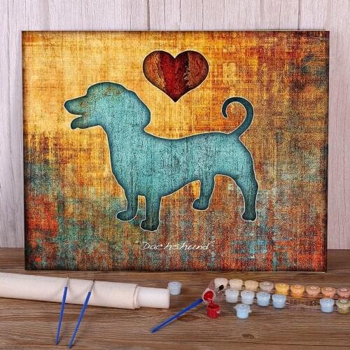 Animal Dog Dachshund DIY Paint By Numbers Complete Kit Oil Paints 40*50 Oil Painting Loft Wall Picture For Kids Wholesale