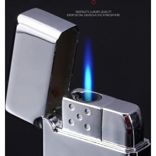 Inflatable Lighter Straight Into The Windproof Lighter Personality Inflatable Metal Lighter Smoking Accessories Butane Lighter