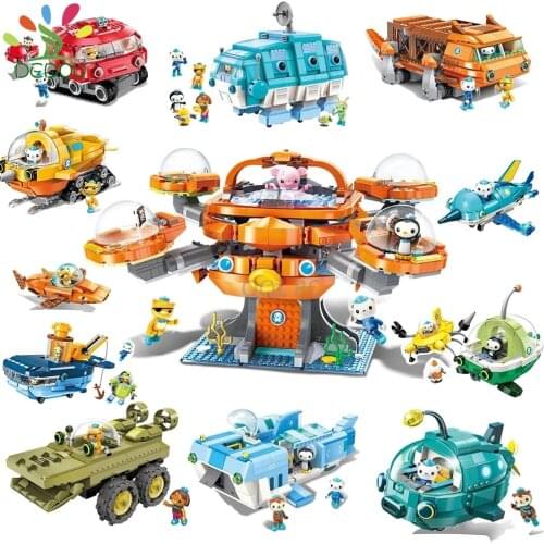 Octonauts Series Submarine Column Bricks Building Blocks Toys for Children Gifts Cartoons Animation Model Barnacles Peso Dolls