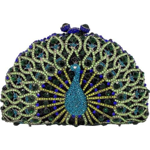 Wholesale Ladies Beaded Party Bags Peacock Shape Wedding Clutch Crystal Handbag High Quality Indian Evening Purse