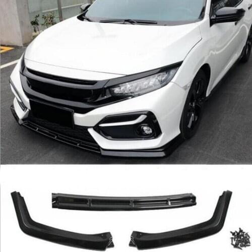 Front Bumper Lip Body Kit Spoiler Splitter For Honda Civic Hatchback 2016-2021 Matte Black Lower Diffuser Guard Deflector Lips