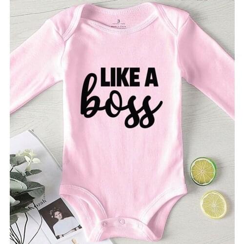 Baby Shower Gifts Newborn Girl Outfit Winter Kids Rompers Toddler Boy Fall Costume Printing Like A Boss Clothing for Babies