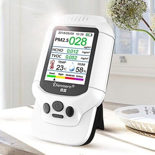 Portable PM 2.5 Sensor Air Quality Monitor HCHO TVOC PM1.0 PM2.5 PM10 Detector Handheld Temperature Humidity Household Meter