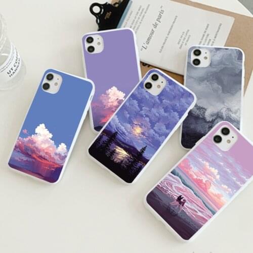 Luxury Landscape Pattern Case For iPhone 12 11 Xs Pro Max XR X 7 8 6s 6 Plus 12 Mini 5 5S SE 2020 Soft Silicone Back Cover Shell