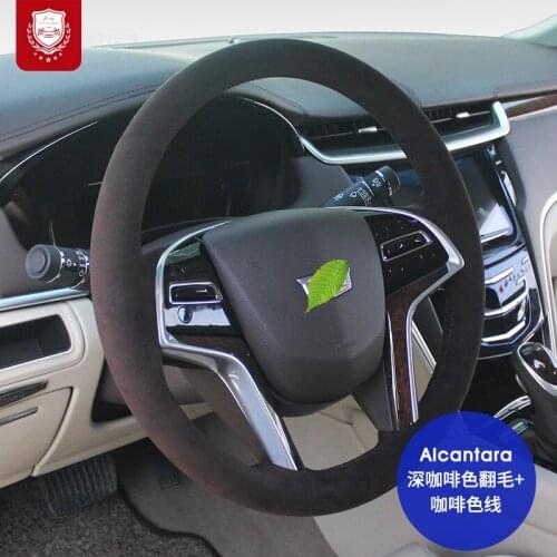 Steering wheel cover Real Alcantara for Cadillac CT6 CT5 CT4 XT6 XT5 XT4 SRX XTS suede hand-sewn grip cover car accessories