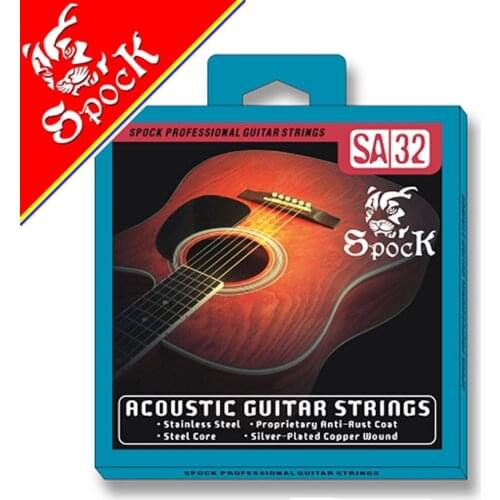 Spock SA32 Silver Plated Acoustic Guitar Strings Plated High Carbon Steel Core 010-047 inch Silver-Plated Alloy Wound