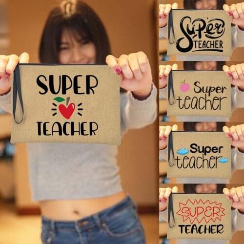 Super Teacher Print Clutch Bags Women Wallets Shopping Coin Keys Phone Storage Handbag Summer Beach Totes Makeup Case Best Gifts
