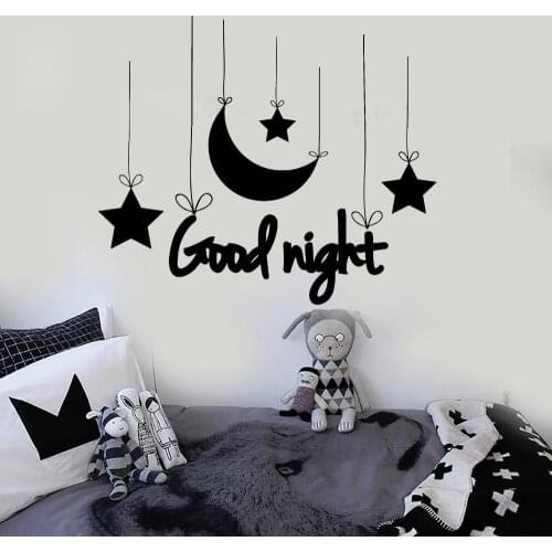 Good Night Words Wall Stickers Home Decor Baby Nursery Vinyl Wall Decal Bedroom Kids Room Ornament Removable Decals Mural ZB563