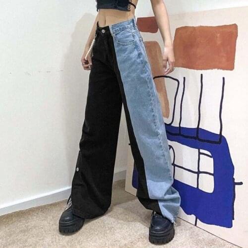 Vintage Jeans Woman Denim Long Pants Fashion Female Tide Streetwear High Waist Casual Loose Cowboy Trousers Split Wide Leg Jean