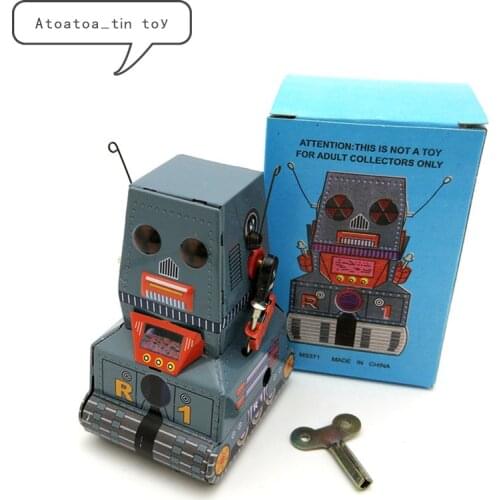Vintage Collection tank robot Tin toys Classic Clockwork Wind Up tank robot Model Tin Toys For Adult Kids Collectible Gift