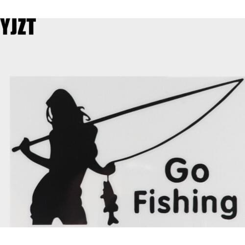 15*9CM Outdoor Sports Car Stickers GO FISHING Beauty Fishing Decorative Stickers CT-353