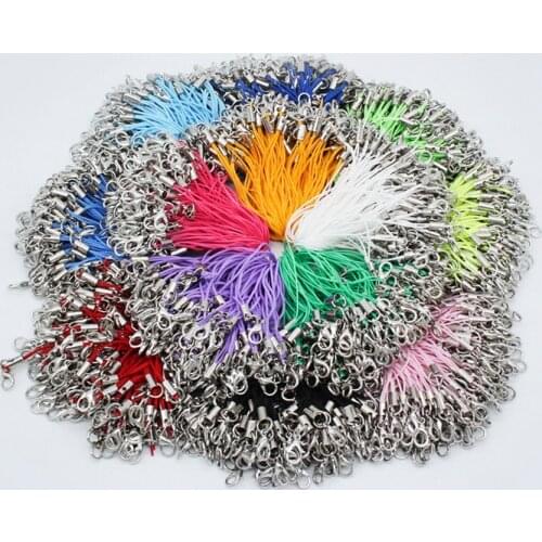 50p 7cm Multicolor Lariat Mobile Lobster Clasp Hook Buckle Snap Key Chain Cell Phone Lanyard String Cords Strap jewelry findings