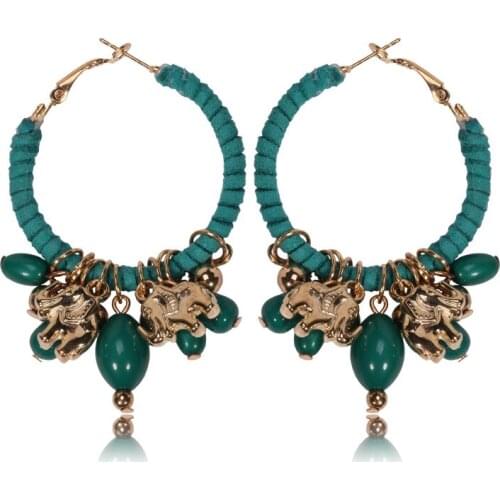 Womens Fashion Ring Earrings Jewelry 2021 Gold Color Bead Elephant Earrings Womens Jewelry Gift Boucle D'oreille Bijoux