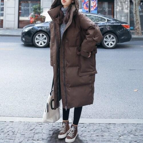 2021 Women Winter Down Jacket Large Long Sleeve Jacket Warmth Thickening Female New Fashion Parka Hooded Loose Long Thickening