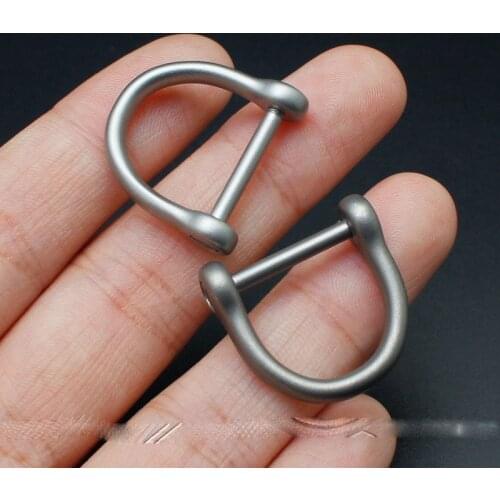 1 Piece Titanium Stainless Steel D shape Key Ring Horseshoe Buckle Clasp DIY Keychain Accessories