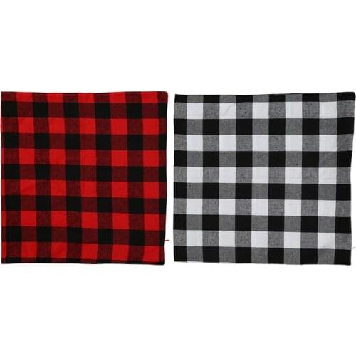 10Pcs Christmas Buffalo Check Plaid Throw Pillow Covers Cushion Case for Farmhouse Home Decor Red and Black 18 Inch Wholesale X2