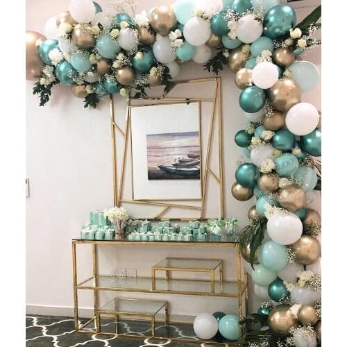 103pcs Macaron Green Garland Arch Kit Green Metal Chrome Globals Birthday Wedding Engagement Baby Shower Anniversary Party Decor