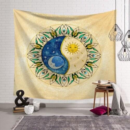 130x150cm 150x200cm Colorful Tapestry Psychedelic Celestial Indian Sun Tapestry Wall Hanging Throw Bohemian Door Curtain