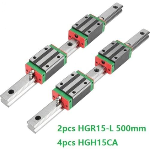 2pcs Linear Guide Rail HGR15 -L 500mm + 4pcs HGH15CA Linear Narrow Sliding Blocks For CNC Router Parts China