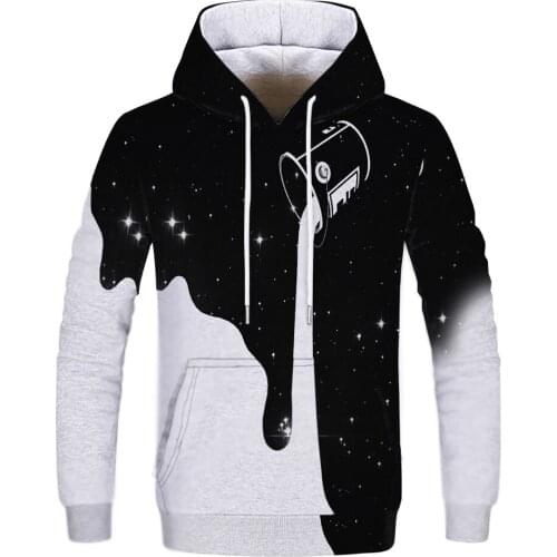 2021 Black Pouring Milk Starry Paint Bucket Men Hoodie 3D Tie Dyed Printed Plus Size Hooded Bluzy Dla Par Cotton Sweatshirt 4XL