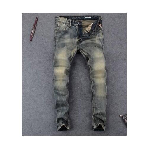 2021 Vintage Fashion Men Jeans Retro Color Slim Fit Classical Jeans Men Long Deim Pants hombre Streetwear Hip Hop Jeans homme