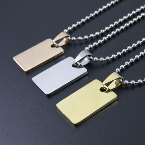 3Colors 23mm*15mm Small Cute Stainless Steel Dog tags Pendant With 50cm Chain For man & Women, Fashion Jewelry