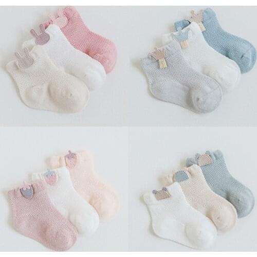3 Pairs/Lot Newborn Socks Cute Cartoon Baby Socks Mesh Infant Cotton Socks Boneless Suture Socks Boys Girls Children Socks