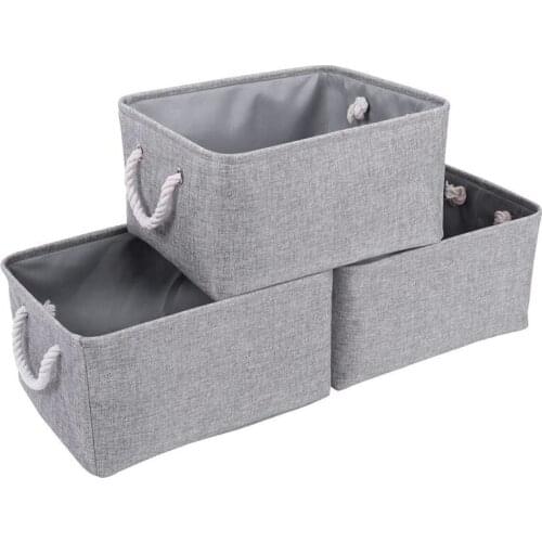 3 Pcs Grey Storage Basket Rectangular Storage Bins Baskets Linen Storage Organizing Basket for Empty Gifts Basket Storage for Nu