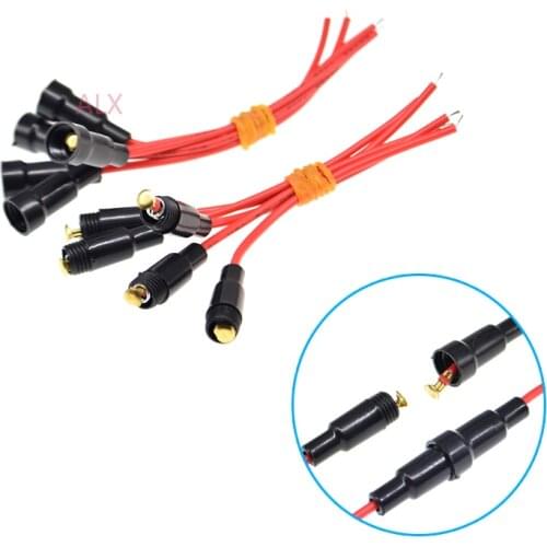 5sets 5*20MM GLASS FUSE HOLDER Screw Type with 22AWG wire CABLE 5*20 insurance tube socket fuseholder for 5X20MM 5X20