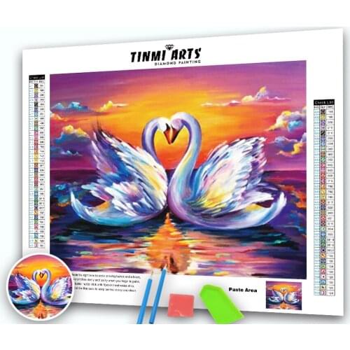 5d Diamond Painting Full Drill Round Two White Swans Gifts Diamond Embroidery Rhinestone Picture Mosaic Decor