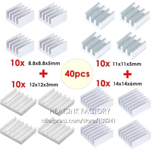 Various Size Aluminum Heatsink Radiator Heat Sink Cooler For Chip IC 3D Printer Raspberry Pi With Thermal Conductive Pad
