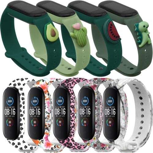 For Xiaomi Mi Band 6 5 bracelet Fashion Graffiti pattern Mi Band 3 4 Wristband Bracelet Doll Cartoon Silicone Strap Accessory