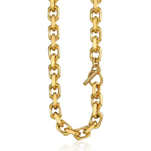9mm Mens Necklace Gold Cable Link Stainless Steel Chain Heavy Stainless Steel Punk Miami Toggle Clasp Wholesale Jewelry KN199
