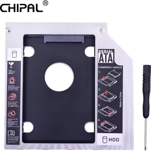 CHIPAL 10pcs Universal Aluminum 2nd HDD Caddy 9.5mm SATA 3.0 Enclosure For Laptop 9.5mm DVD/CD-ROM Optical Bay 2.5" SSD HDD Case