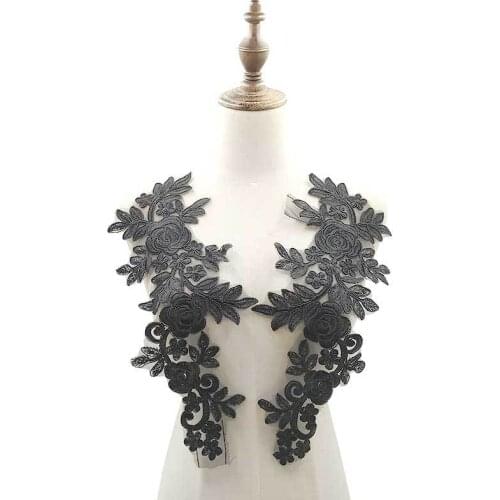 Floral Patches For Clothing Apparel Wedding Dress Neckline Decor Sewing Accessories Needlework DIY Crafts Lace Collar Applique