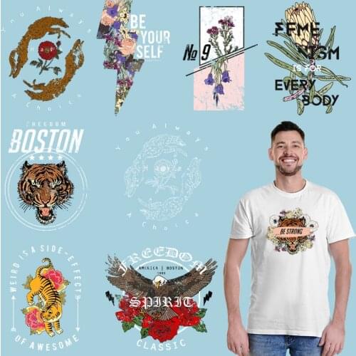 Flowers and animals Heat Transfer printing Stickers on fabric Iron on patches Ironing stickers Applique on Clothes
