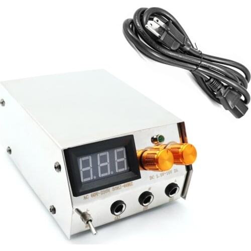 Stainless Steel LCD Dual Digital Power Supply With Plug For Tattoo Machine Gun